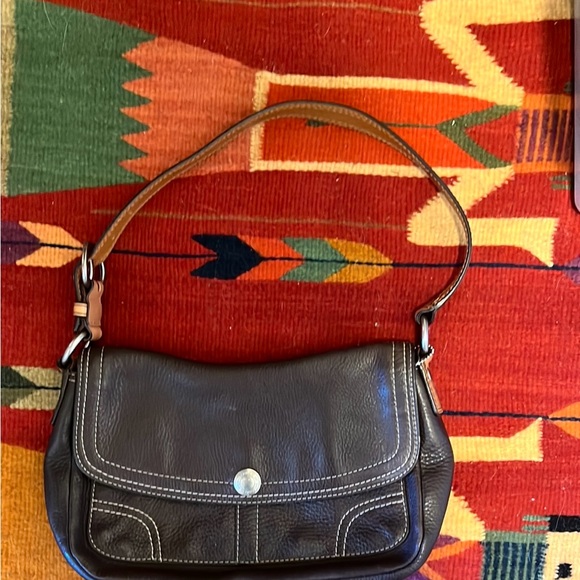 Coach Handbags - Coach Dark Brown Leather Shoulder Bag
